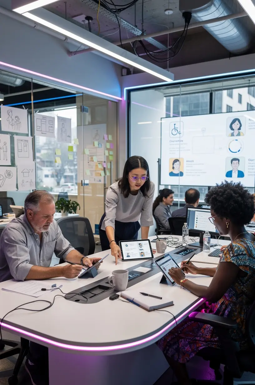 Image of a person using voice control software to enhance accessibility in digital tools.