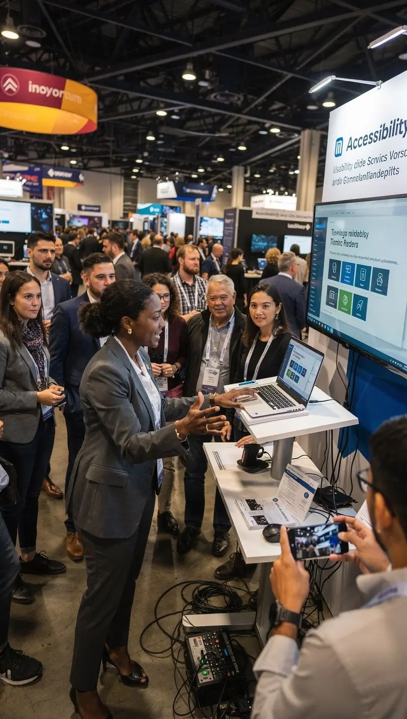 Close-up of a user navigating an accessible software interface on a laptop screen.