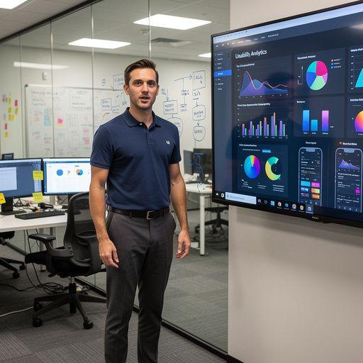 Illustration of diverse users interacting with accessible software tools on multiple devices.